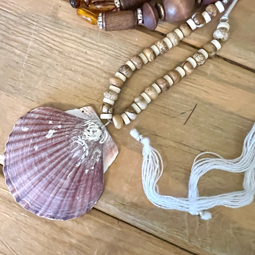 New! Free People Love Letter To The Sea Shell Necklace With Adjustable Ribbon - Picture 3 of 6